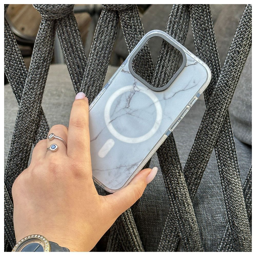 Tagakaaned Evelatus Apple iPhone 15 Pro PC+TPU With MagSafe Customized Print Marble White