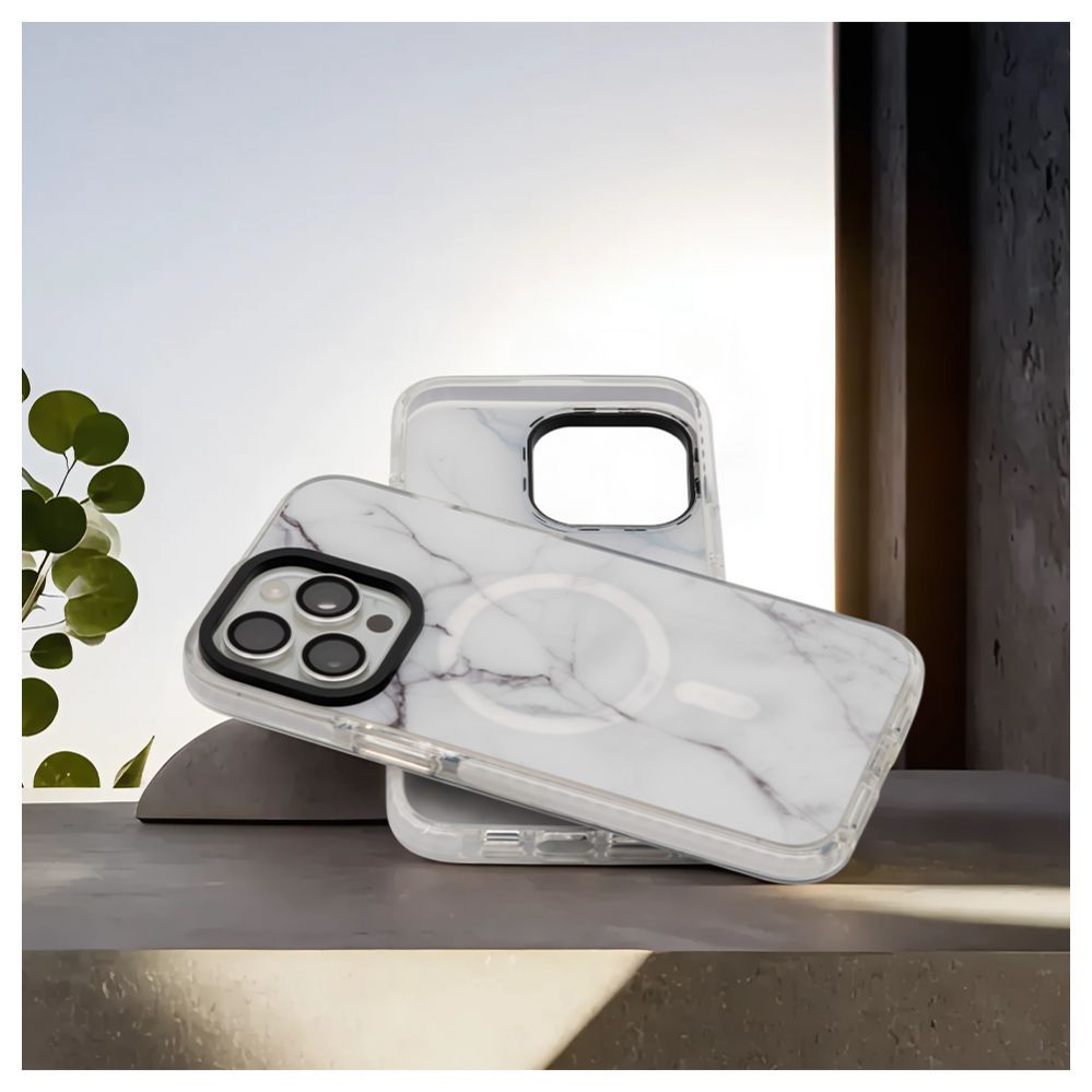 Tagakaaned Evelatus Apple iPhone 15 Pro PC+TPU With MagSafe Customized Print Marble White