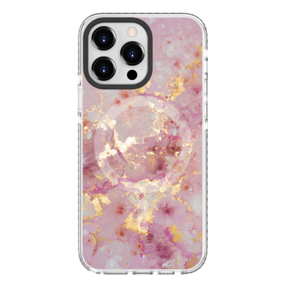 Back panel cover Evelatus Apple iPhone 15 Pro PC+TPU With MagSafe Customized Print Marble Pink