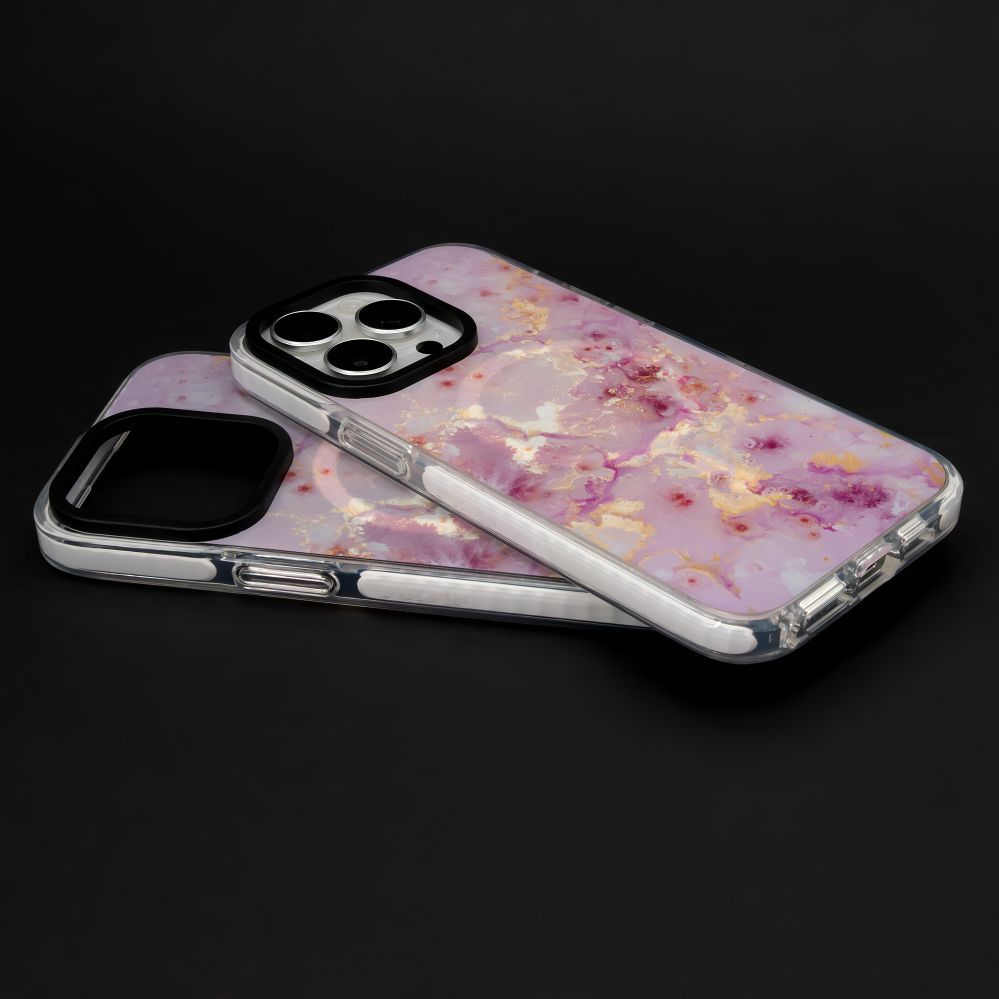 Back panel cover Evelatus Apple iPhone 15 Pro PC+TPU With MagSafe Customized Print Marble Pink