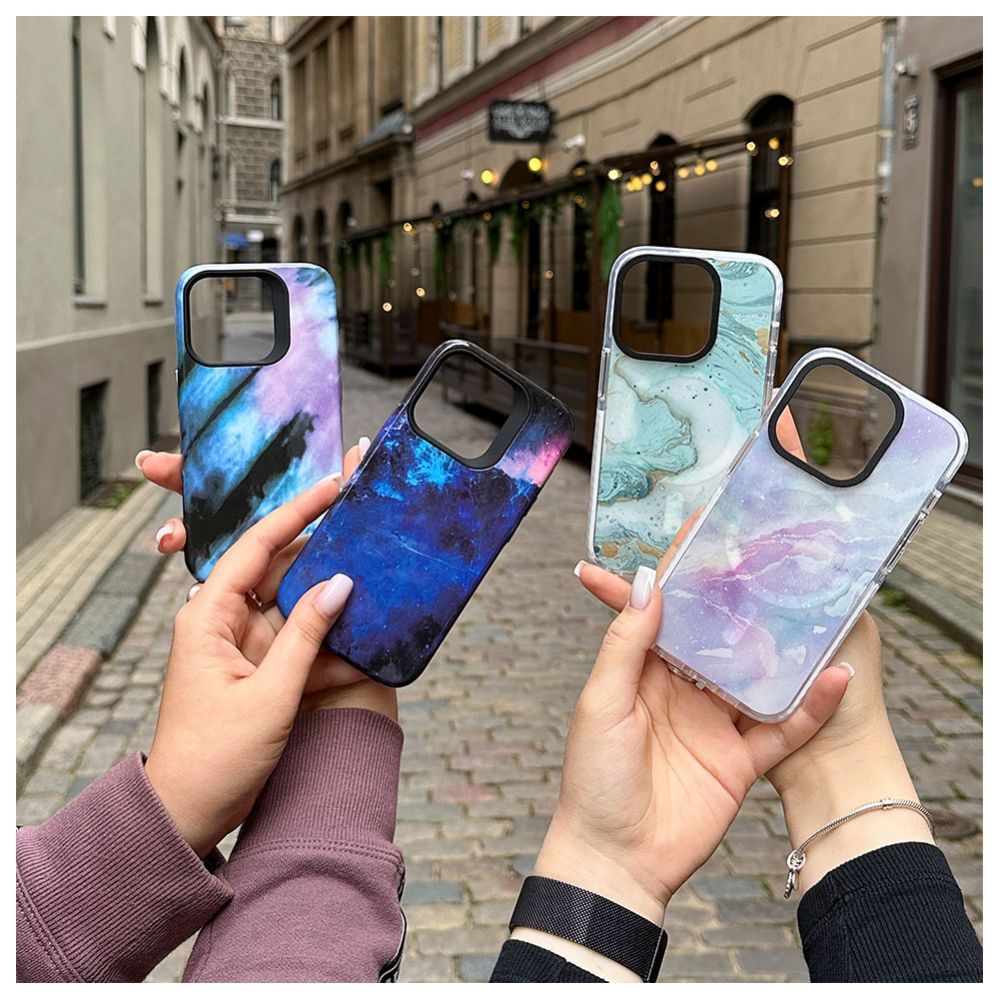 Back panel cover Evelatus Apple iPhone 15 Pro PC+TPU With MagSafe Customized Print Marble Purple