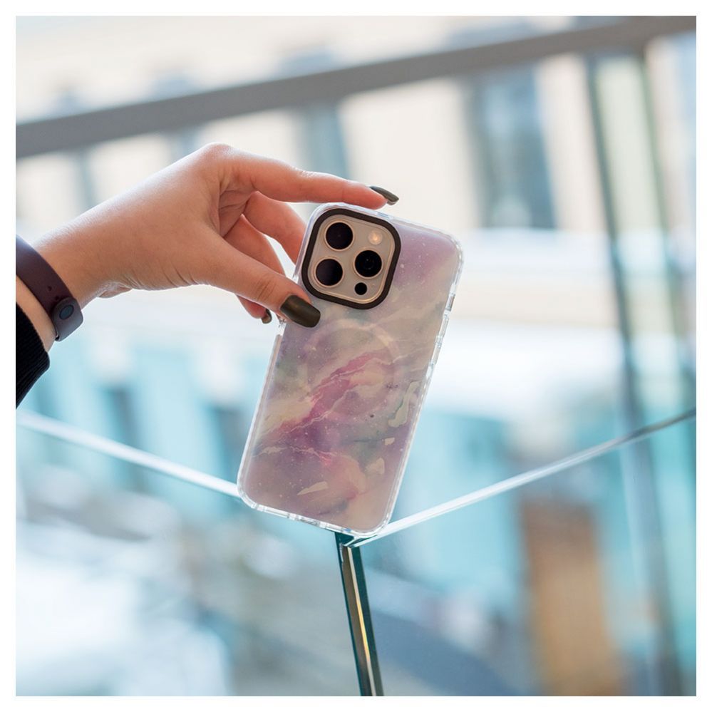 Back panel cover Evelatus Apple iPhone 15 Pro PC+TPU With MagSafe Customized Print Marble Purple