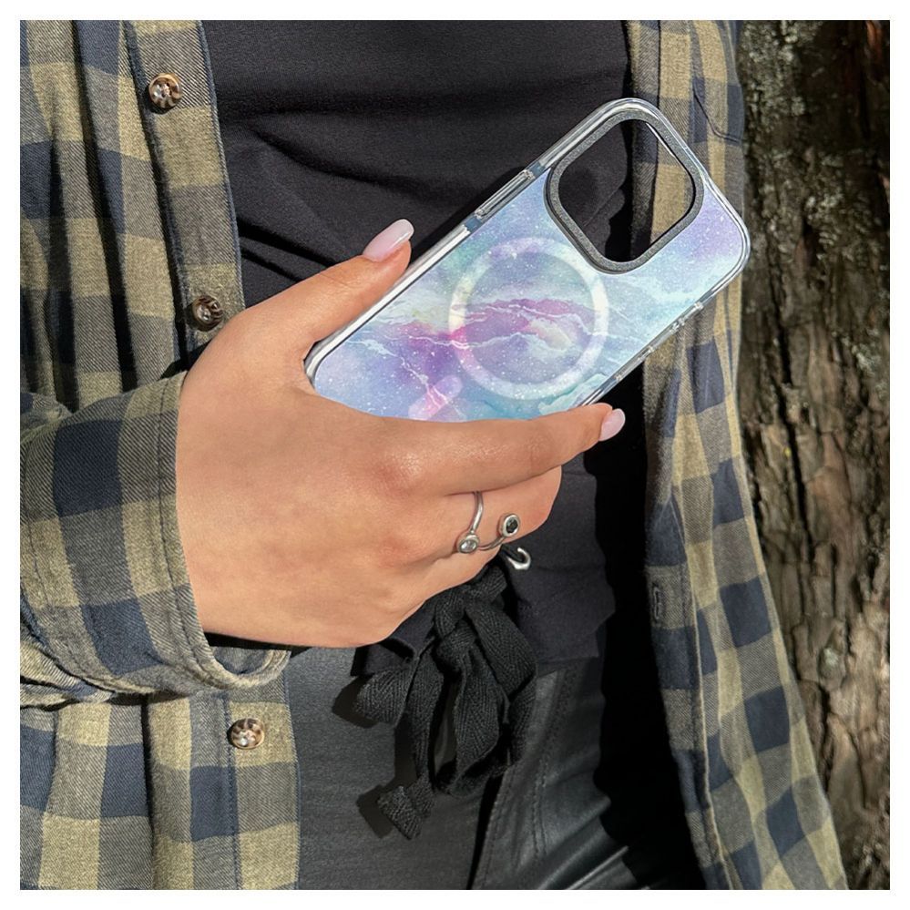 Back panel cover Evelatus Apple iPhone 15 Pro Max PC+TPU With MagSafe Customized Print Purple