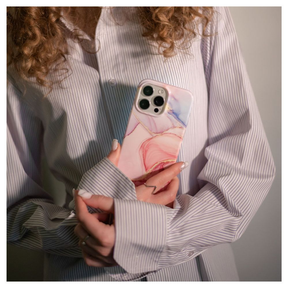 Back panel cover Evelatus Apple iPhone 15 Pro PC Customized Print Design Marble Pink