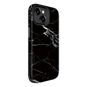 Back panel cover Evelatus Apple iPhone 15 Armor case TPU+PC Customized Print Design Marble Black