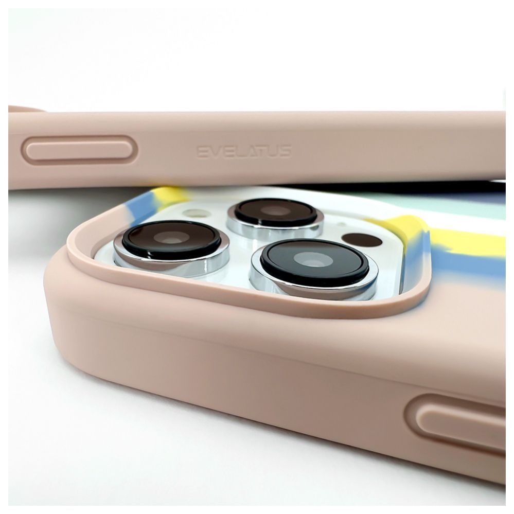 Back panel cover Evelatus Apple iPhone 15 Pro Silicone case Multi-Colored Blue Pink