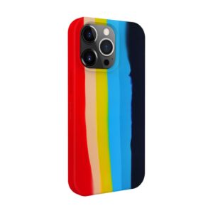 Back panel cover Evelatus Apple iPhone 15 Pro Silicone case Multi-Colored Rainbow
