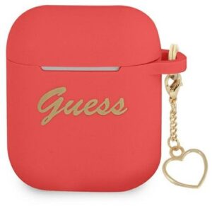 Maciņš austiņām Guess Apple AirPods 1/2 Silicone Charm Heart Collection Red