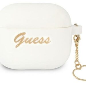 Tagakaaned Guess Apple AirPods 3 cover Silicone Charm Heart Collection White