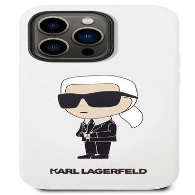 Back panel cover Karl Lagerfeld Apple iPhone 14 Pro Liquid Silicone Ikonik NFT Case White
