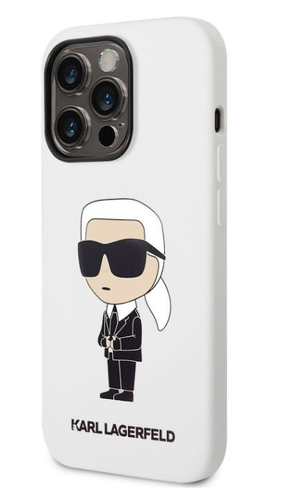 Back panel cover Karl Lagerfeld Apple iPhone 14 Pro Liquid Silicone Ikonik NFT Case White