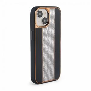 Nugarėlės dėklai iLike Apple iPhone 15 Diamonds and Leather Case Black