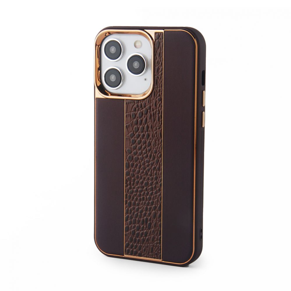 Back panel cover iLike Apple iPhone 15 Pro Leather Case Customized Brown