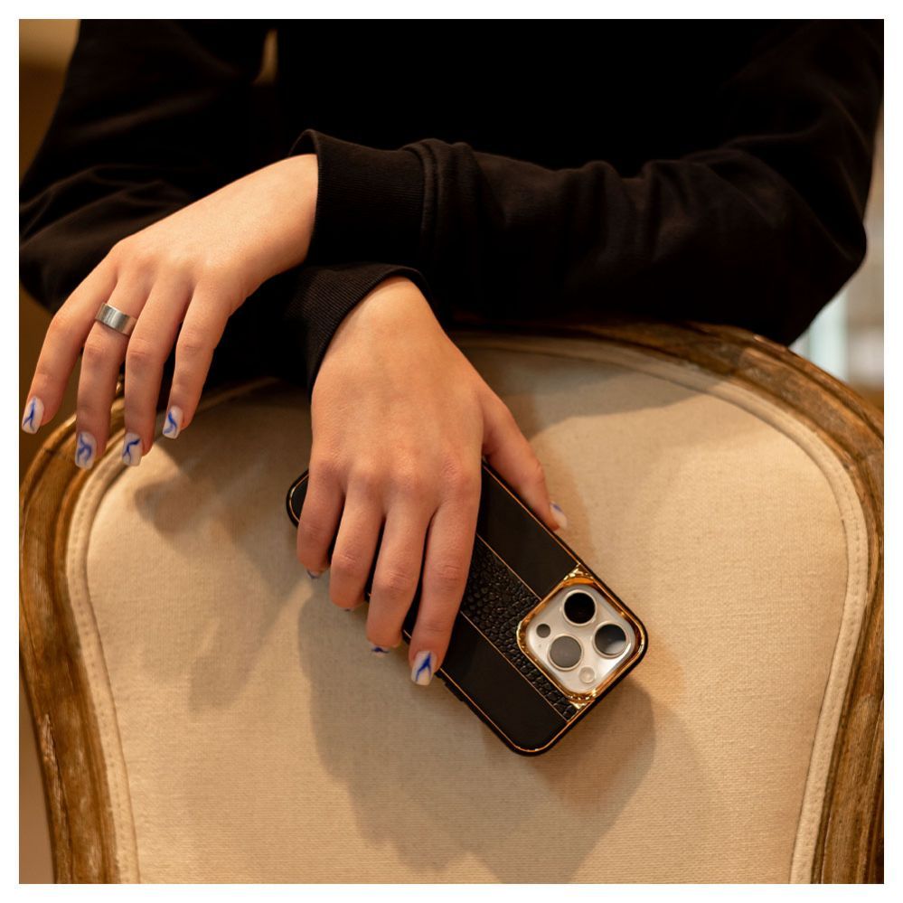 Nugarėlės dėklai iLike Apple iPhone 15 Pro Max Leather Case Customized Black