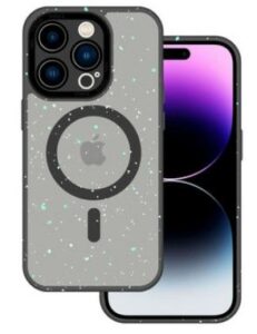 Nugarėlės dėklai iLike Apple IPHONE 12 PRO MAX  MAGNETIC SPLASH FROSTED CASE Transparent Black