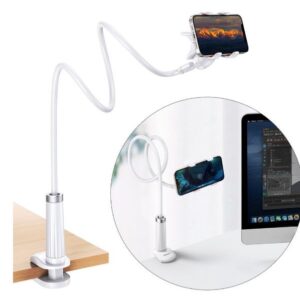 Dokstacija Ugreen  Universal holder stand phone holder tablet (up to 12cm wide) tripod lazy holder with flexible arm white White