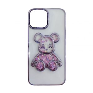 Aizmugurējais vāciņš iLike Apple iPhone 13 Silicone Case Print Desire Bear Purple