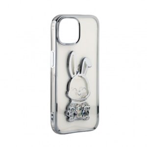 Back panel cover iLike Apple iPhone 15 Silicone Case Print Desire Rabbit Silver