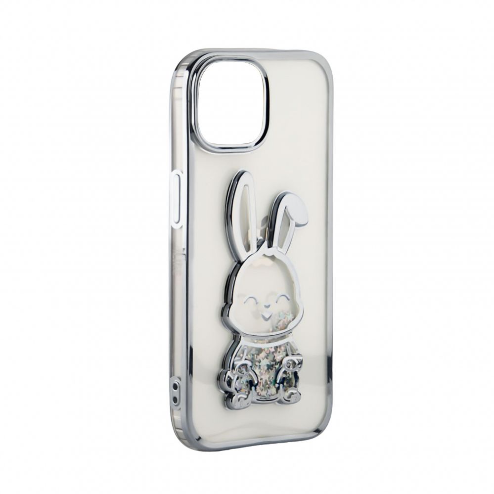 Back panel cover iLike Apple iPhone 15 Silicone Case Print Desire Rabbit Silver