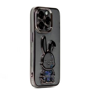Nugarėlės dėklai iLike Apple iPhone 15 Pro Silicone Case Print Desire Rabbit Black