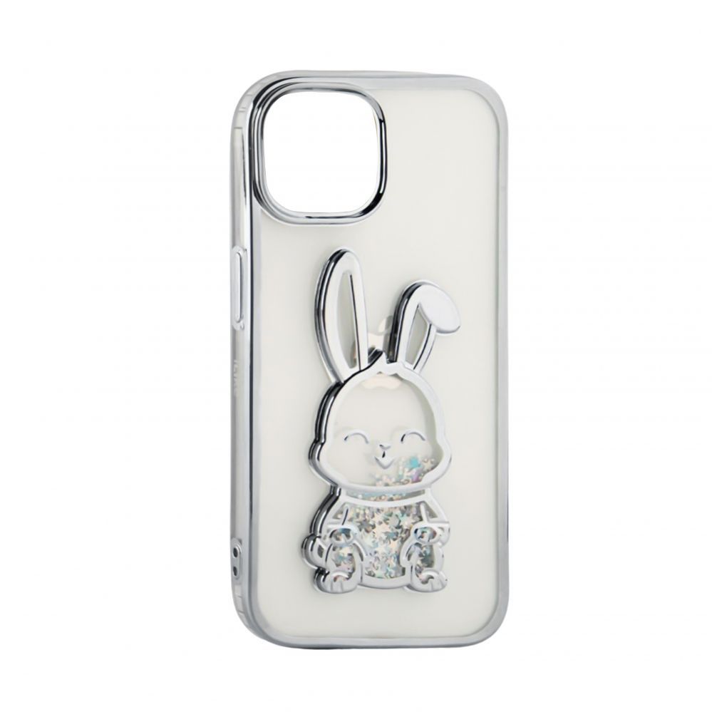 Back panel cover iLike Apple iPhone 15 Pro Silicone Case Print Desire Rabbit Silver