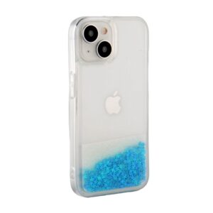 Aizmugurējais vāciņš iLike Apple iPhone 13 Silicone Case Water Glitter Blue