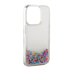 Back panel cover iLike Apple iPhone 14 Silicone Case Water Glitter Rainbow
