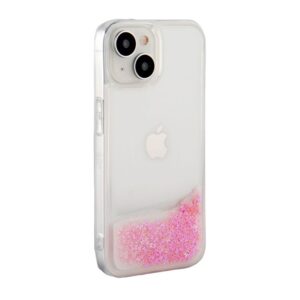 Aizmugurējais vāciņš iLike Apple iPhone 15 Silicone Case Water Glitter Pink