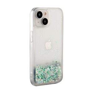 Nugarėlės dėklai iLike Apple iPhone 15 Silicone Case Water Glitter Silver