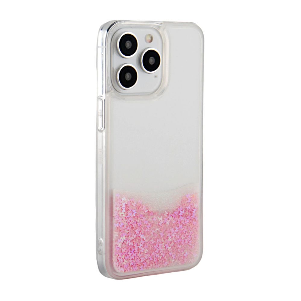 Back panel cover iLike Apple iPhone 15 Pro Silicone Case Water Glitter Pink