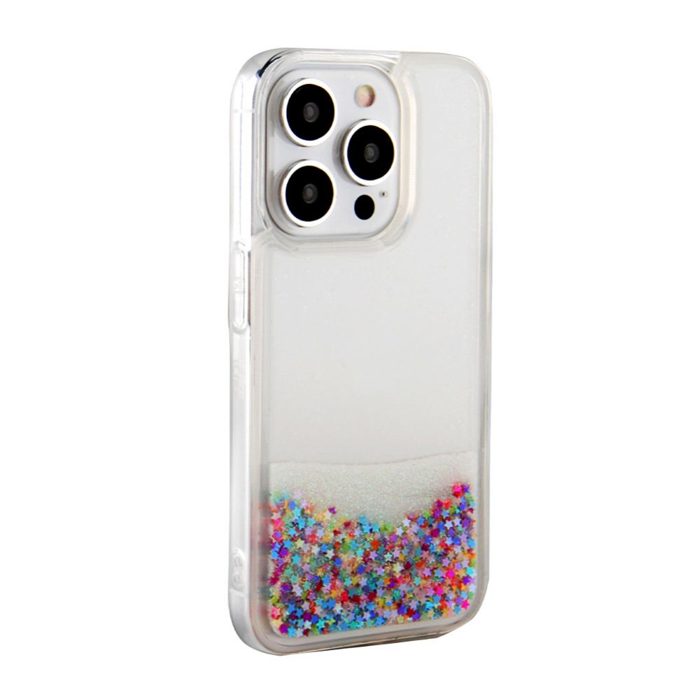 Tagakaaned iLike Apple iPhone 15 Pro Silicone Case Water Glitter Rainbow