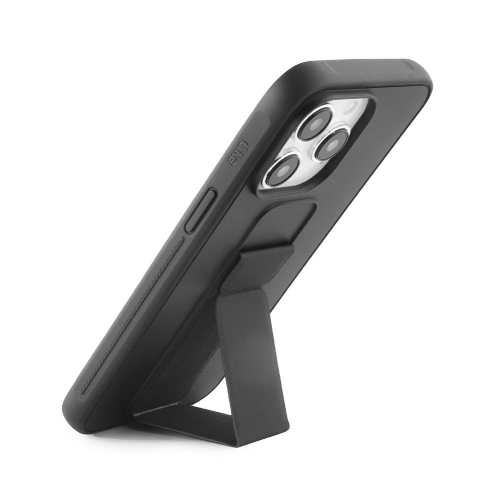 Back panel cover iLike Apple iPhone 15 Pro Max Silicone Case with stand Black