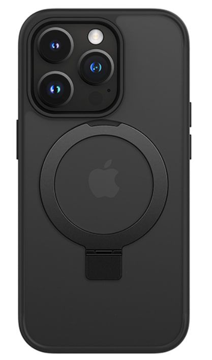 Back panel cover iLike Apple iPhone 15 Kickstand Case with MagSafe Black