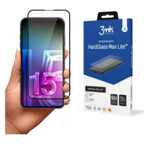 Protective glass 3MK Apple iPhone 15 Plus HardGlass Max Lite Black