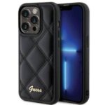 Aizmugurējais vāciņš Guess Apple iPhone 15 Pro HC PU QUILTED METAL LOGO Black