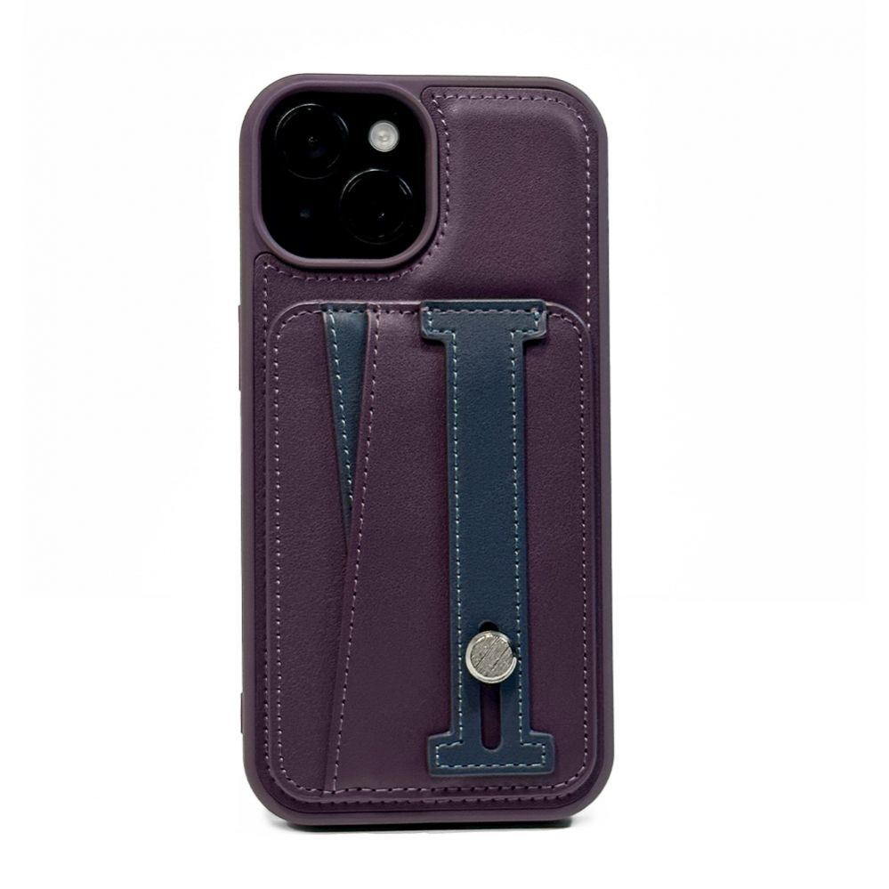 Back panel cover iLike Apple iPhone 14 LEATHER POCKET STAND COVER Purple