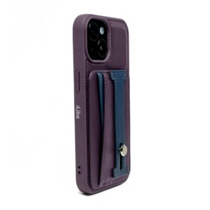 Aizmugurējais vāciņš iLike Apple iPhone 15 LEATHER POCKET STAND COVER Purple