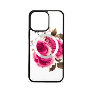 Back panel cover Evelatus Apple iPhone 15 Pro Leather Case Zipper Design Flower White