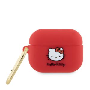 Dėklai ausinėms Hello Kitty Apple Airpods Pro 2 cover Silicone 3D Kitty Head Red