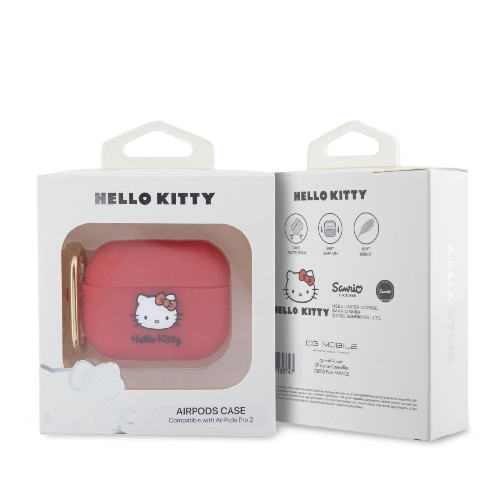 Headphone case Hello Kitty Apple Airpods Pro 2 cover Silicone 3D Kitty Head Red