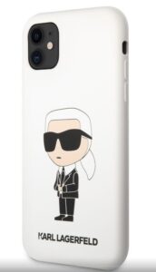 Nugarėlės dėklai Karl Lagerfeld Apple iPhone 11 Liquid Silicone Ikonik NFT Case White