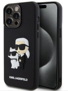 Nugarėlės dėklai Karl Lagerfeld Apple iPhone 15 Pro Max Rubber Karl and Choupette Case Black