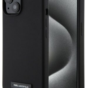 Back panel cover Karl Lagerfeld Apple iPhone 15 Liquid Silicone Plaque MagSafe Case Black