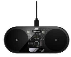 Bezvadu lādētājs Baseus Universal Digital LED Display dual wireless charger with digital display 20W Black