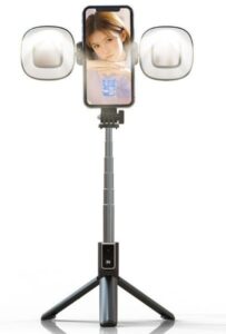 Selfie nūja iLike Universal SELFIE MINI HANDLE BLUETOOTH REMOTE CONTROL LED LAMPS Black