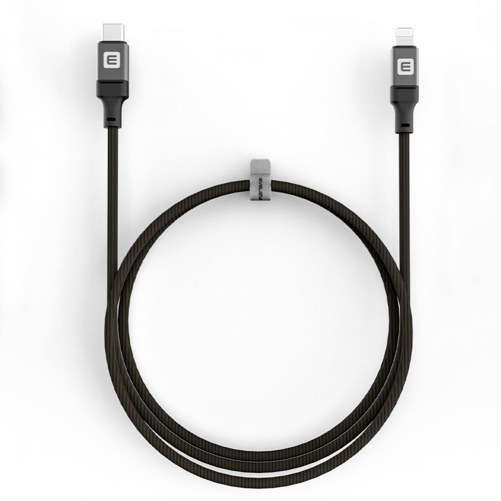 Cable Evelatus Evelatus USB C to Lightning Cable 1.2M 60W (MFI09) Aluminum housing braiding Black