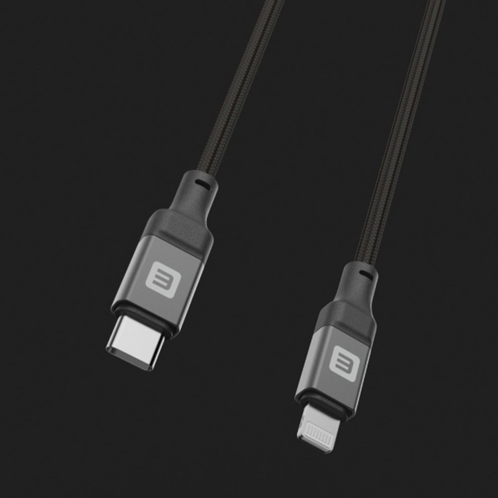 Helikaabel Evelatus USB C to Lightning Cable 2.0M 60W (MFI09) Aluminum housing braiding Black