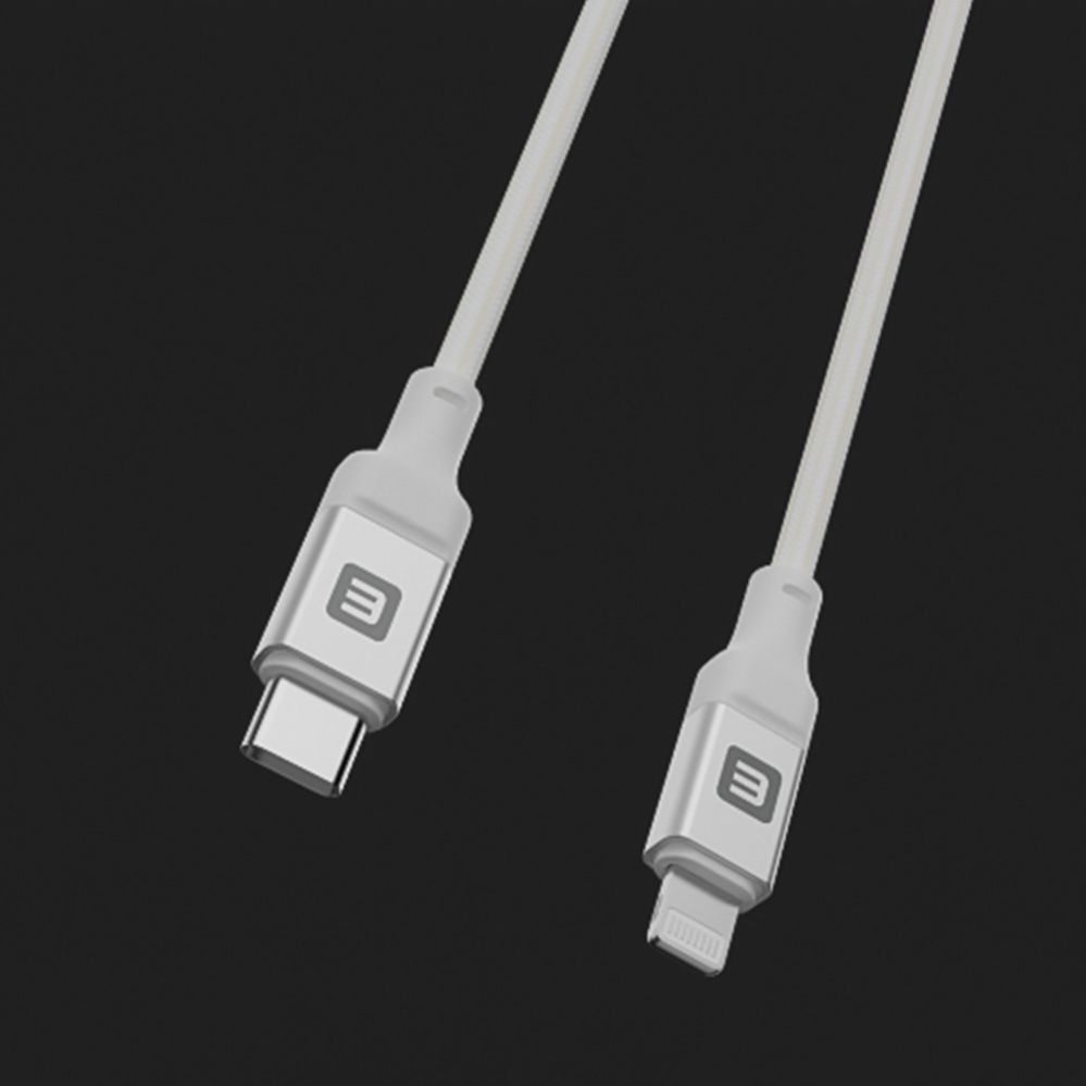 Helikaabel Evelatus USB C to Lightning Cable 2.0M 60W (MFI09) Aluminum housing braiding White