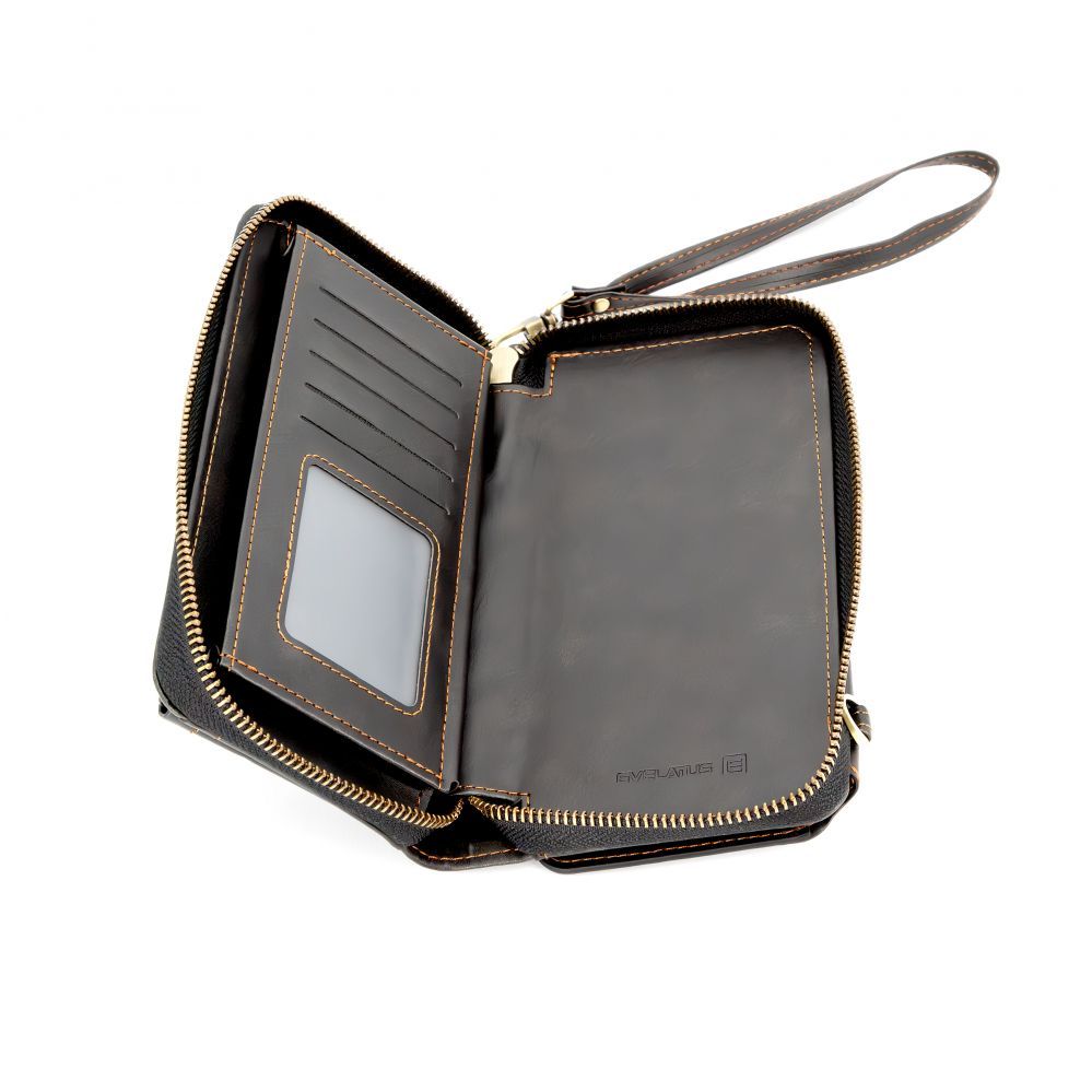 Case universal pocket Evelatus Universal Leather Zipper Design Wallet Black