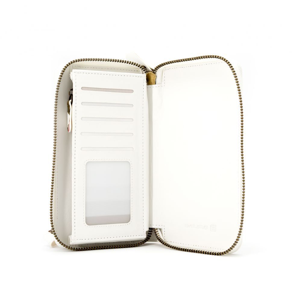 Case universal pocket Evelatus Universal Wallet Zipper Design Flower White